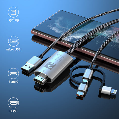 UCable - HDMI to Lightning Cable 3 in 1 Screen Mirroring Adapter Horizontal & Vertical